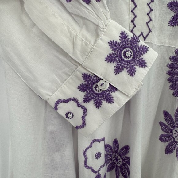 Nimo With Love White and Purple Azurite Dress sz XL NWT Cotton Embroidered - Picture 4 of 12